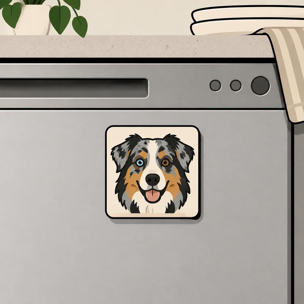 Merle Aussie Dishwasher Flip Magnet — gift idea for a Australian Shepherd