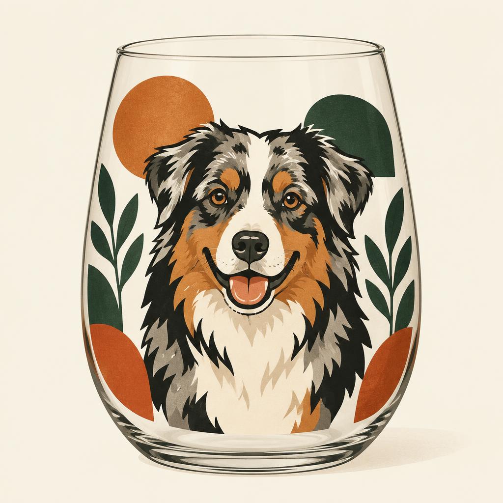 Australian Shepherd Stemless Wine Glass, 17oz — gift idea for a Australian Shepherd