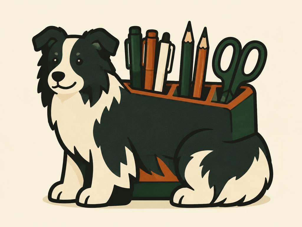 Border Collie Pen & Pencil Holder Desk Organizer — gift idea for a Border Collie