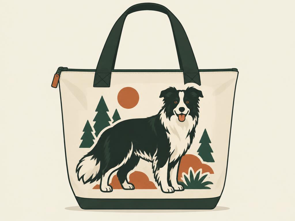 InnoBeta Border Collie Canvas Tote with Zipper — gift idea for a Border Collie