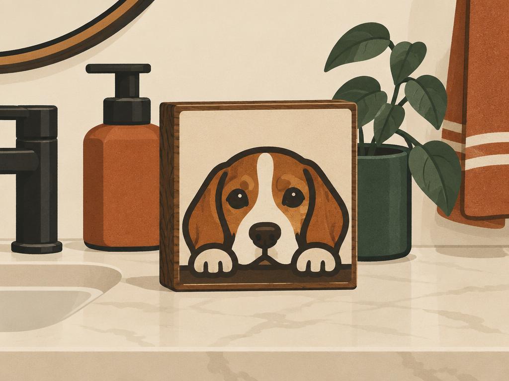 Beagle Bathroom Wooden Box Sign — gift idea for a Beagle