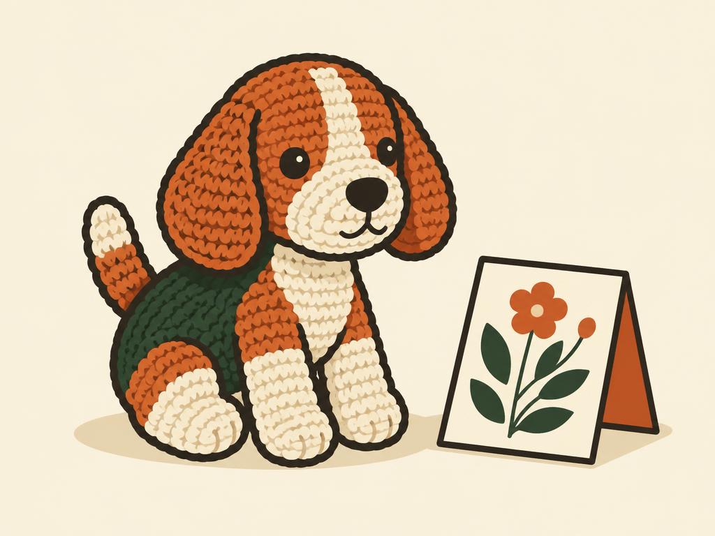 Handmade Crochet Beagle with Inspirational Card — gift idea for a Beagle
