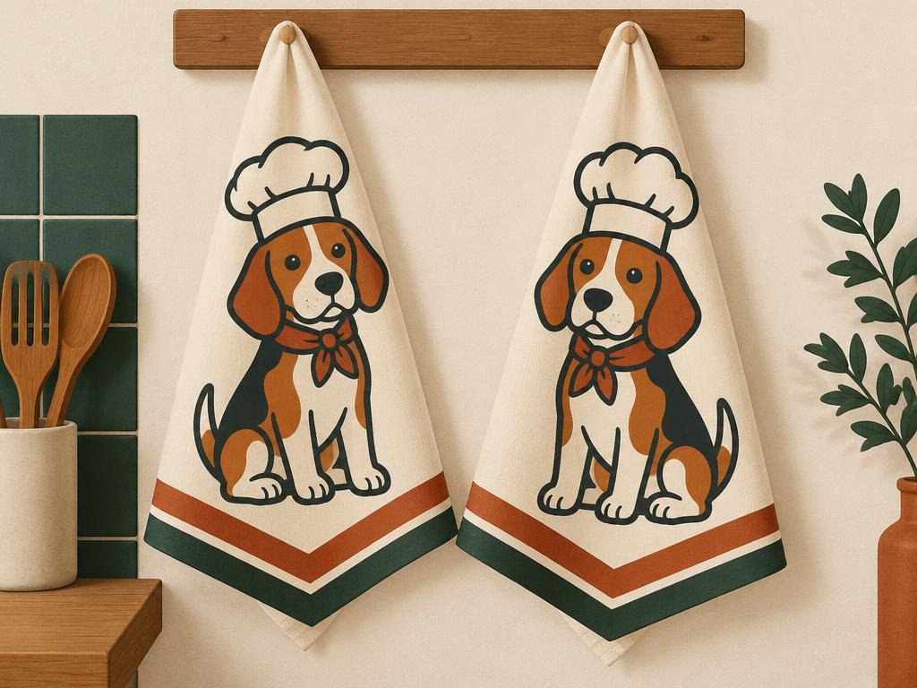 Funny Chef Beagle Kitchen Towels, Set of 2 — gift idea for a Beagle