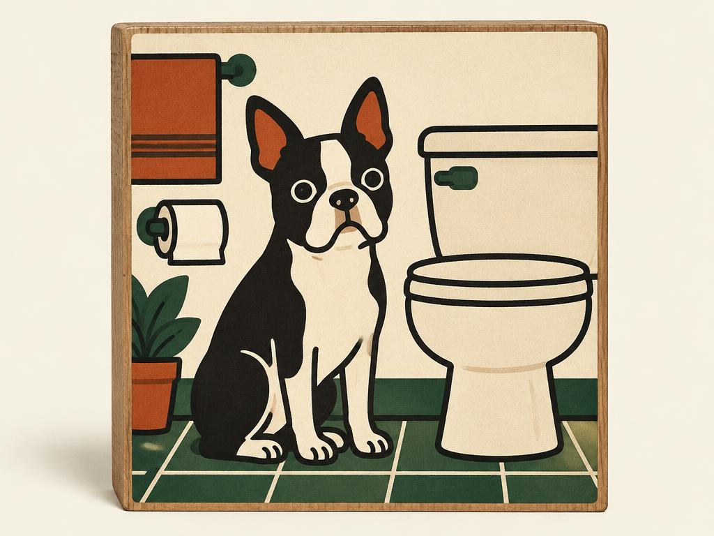 "You Will Never Pee Alone" Boston Terrier Wooden Box Sign — gift idea for a Boston Terrier