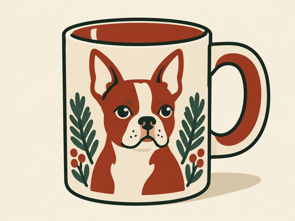 MUGBREW Red & White Boston Terrier Ceramic Mug, 11oz — gift idea for a Boston Terrier