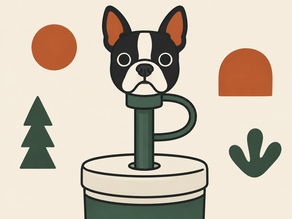 Boston Terrier Straw Topper (fits Stanley Cup) — gift idea for a Boston Terrier