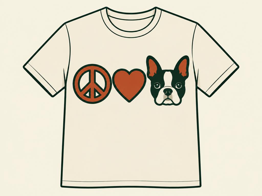 "Peace Love Boston Terrier" Dog Mom T-Shirt — gift idea for a Boston Terrier