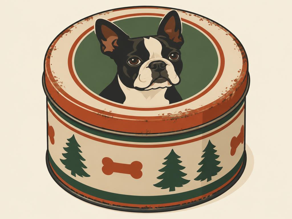 Creative Co-Op Vintage Tin Dog Biscuit Tin with Boston Terrier — gift idea for a Boston Terrier
