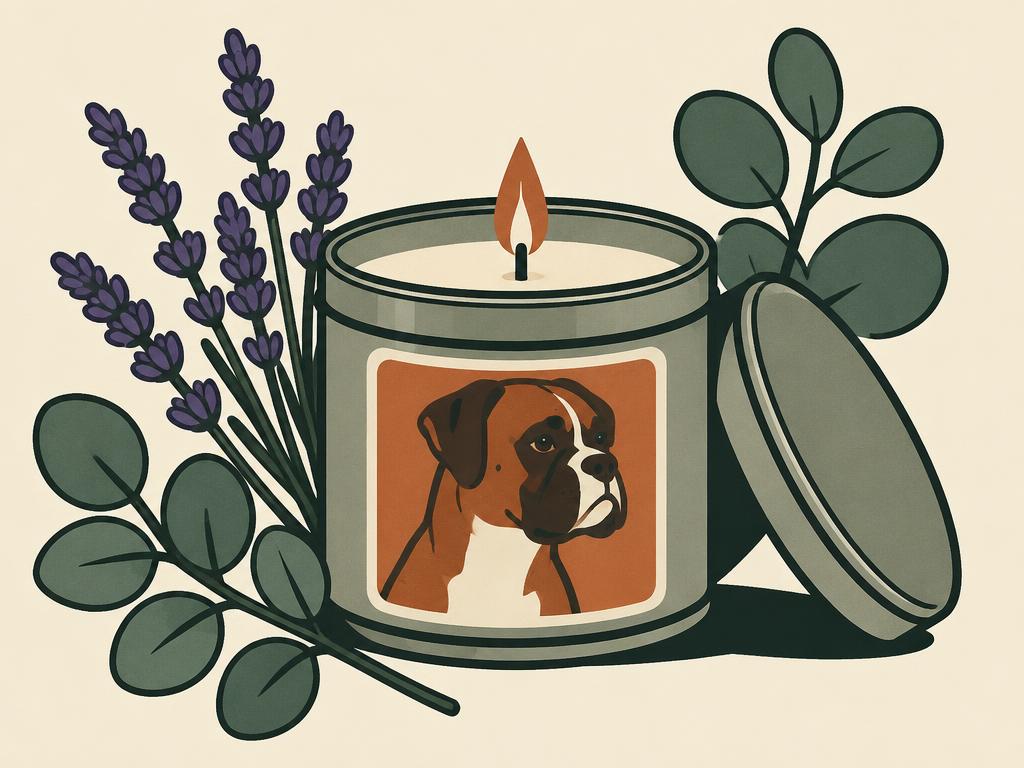 Boxer Dog Lavender & Eucalyptus Soy Candle — gift idea for a Boxer
