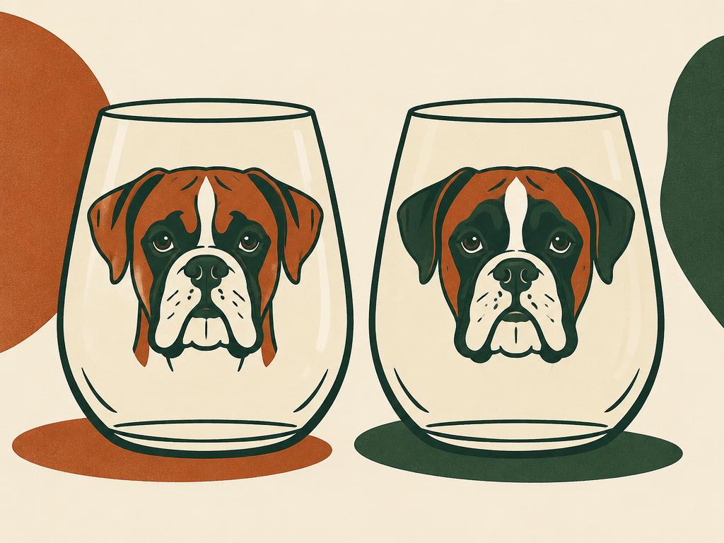 Boxer Hand-Etched Stemless Wine Glasses, Set of 2 — gift idea for a Boxer