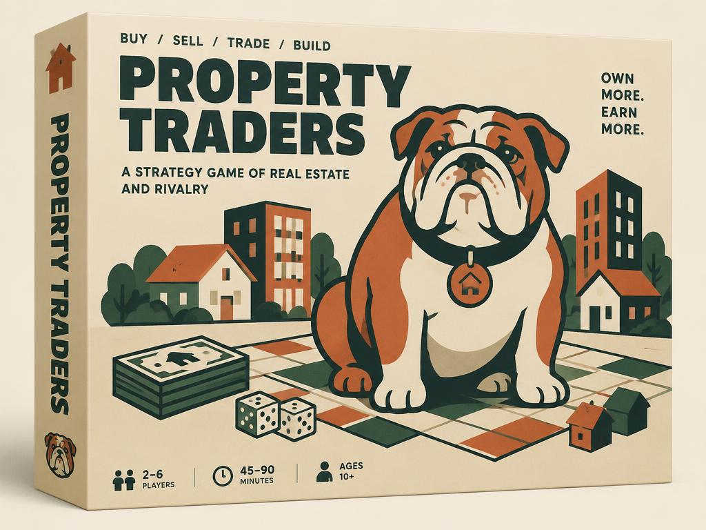 "Bulldog-Opoly" Property Trading Board Game — gift idea for a English Bulldog