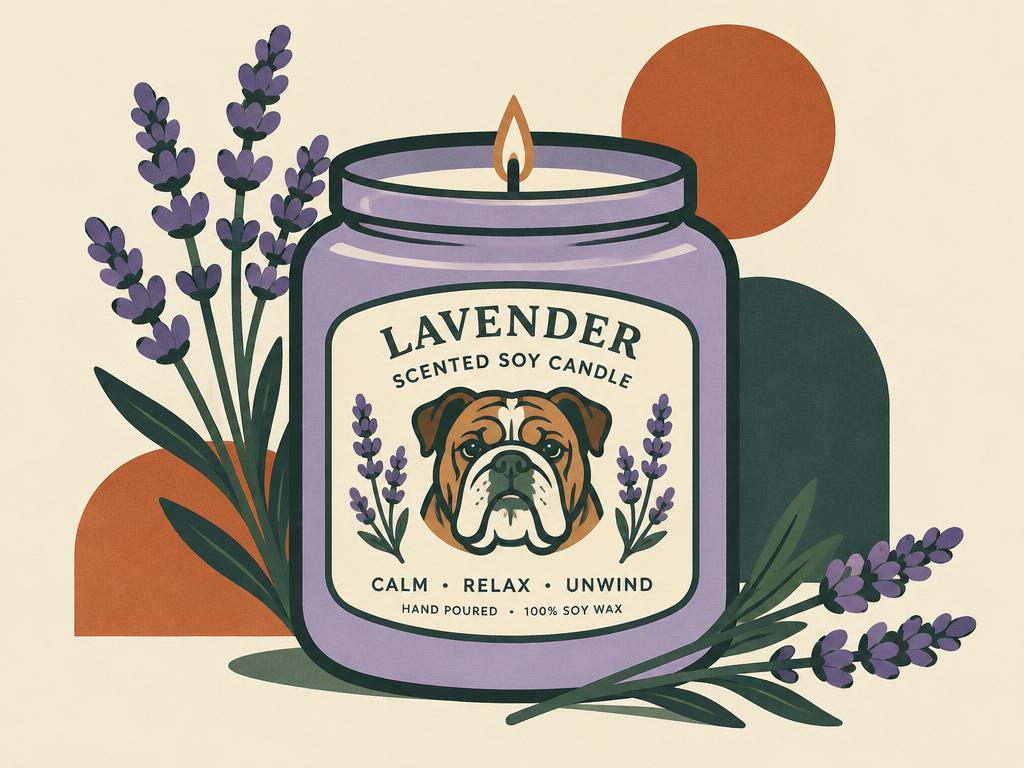English Bulldog Lavender Scented Soy Candle — gift idea for a English Bulldog