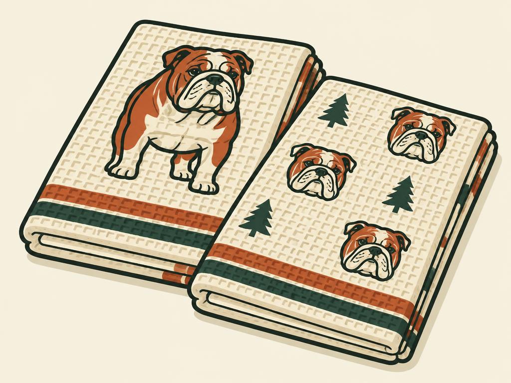English Bulldog Waffle Weave Dish Towels, Set of 2 — gift idea for a English Bulldog