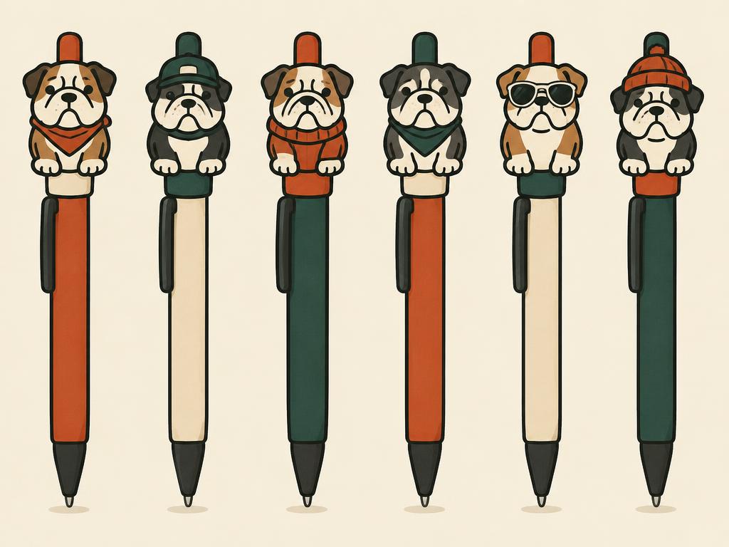 Cute Bulldog Ballpoint Pens, 6-Pack — gift idea for a English Bulldog