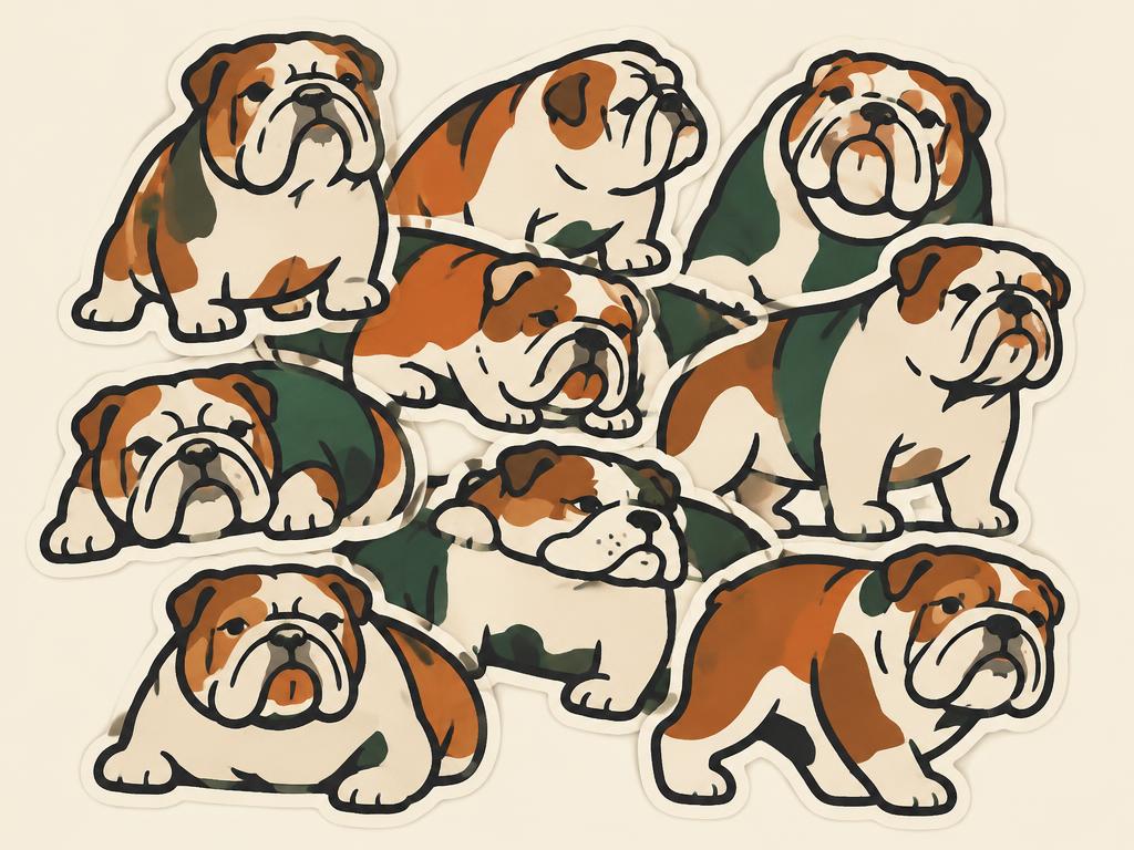 Bulldog Waterproof Vinyl Stickers, 100pc — gift idea for a English Bulldog