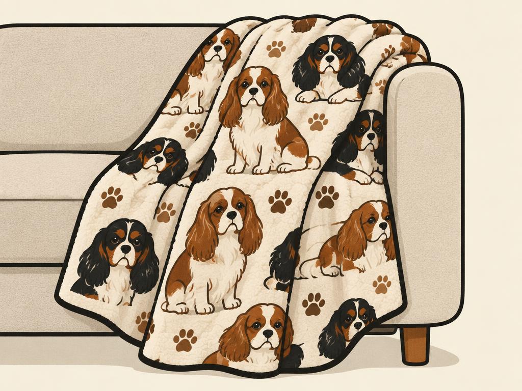 Cavalier King Charles Spaniel Throw Blanket, 60"x50" — gift idea for a Cavalier Spaniel