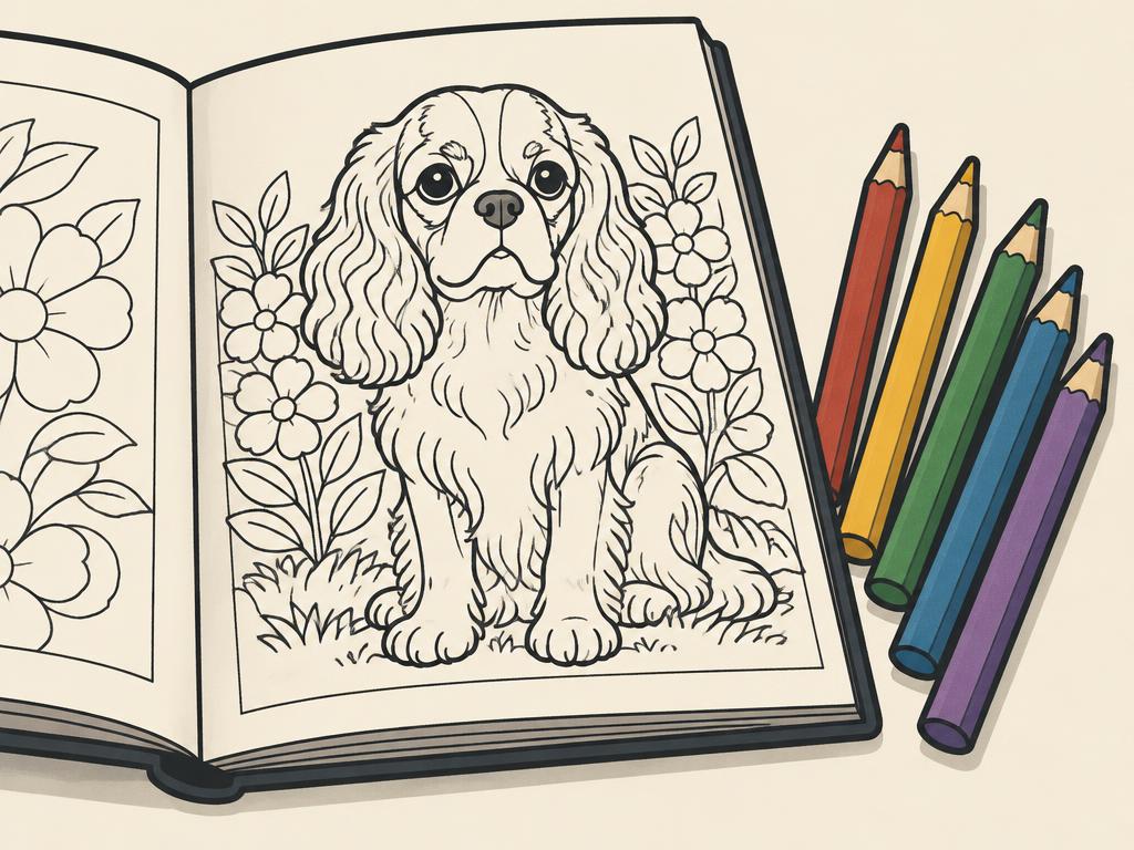 Cavalier King Charles Spaniel Adult Coloring Book — gift idea for a Cavalier Spaniel