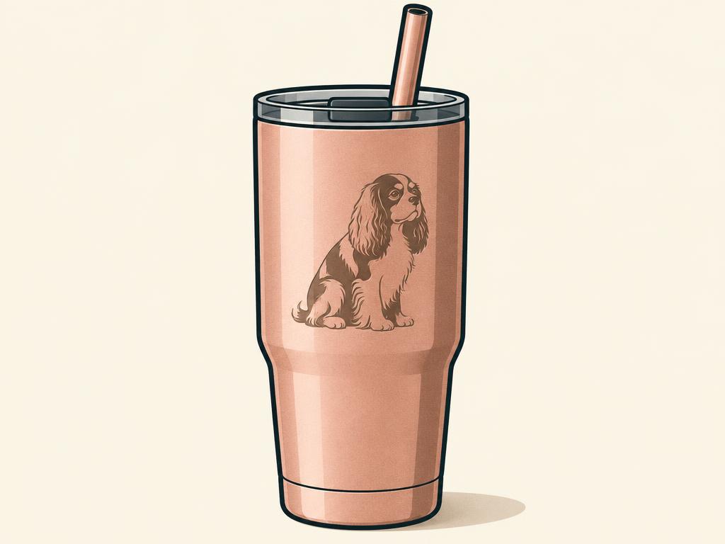 Onebttl King Charles Cavalier Rose Gold Tumbler, 20oz — gift idea for a Cavalier Spaniel
