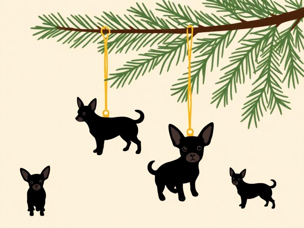 Chihuahua Silhouette Ornament Set — gift idea for a Chihuahua