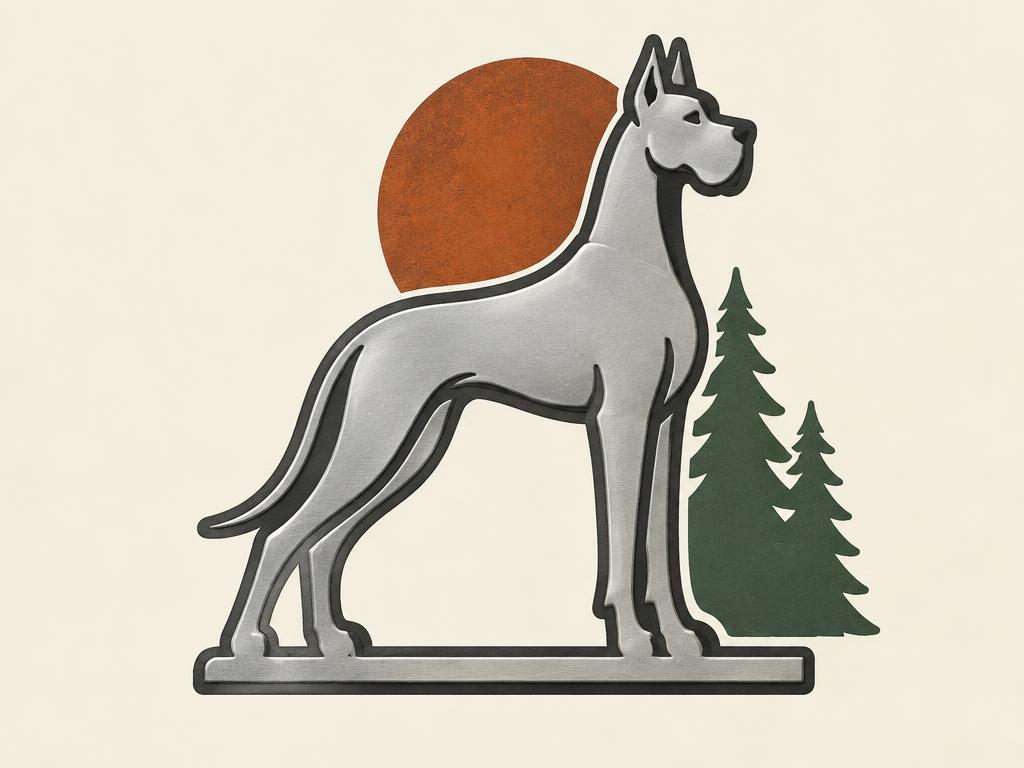 Great Dane 3D Laser-Cut Metal Car Badge / Emblem — gift idea for a Great Dane