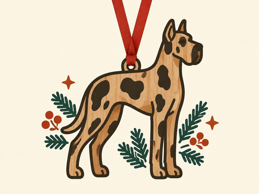 Great Dane Wooden Christmas Tree Ornament — gift idea for a Great Dane