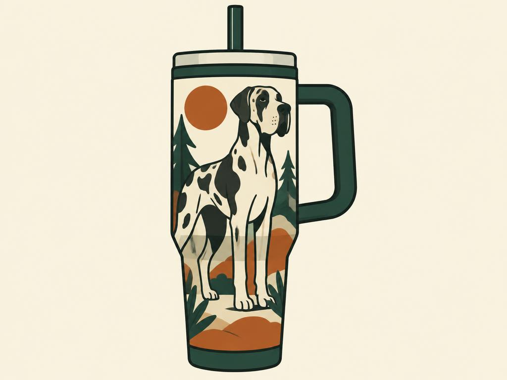 Great Dane 40oz Insulated Tumbler with Handle & Straw — gift idea for a Great Dane