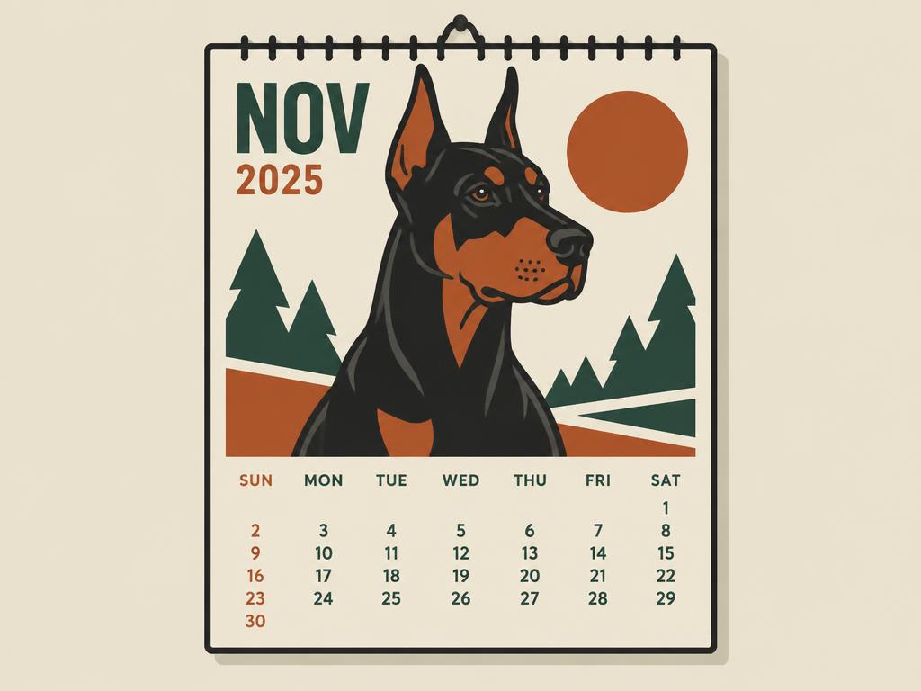 Doberman 2027 16-Month Wall Calendar, 12x12" — gift idea for a Doberman