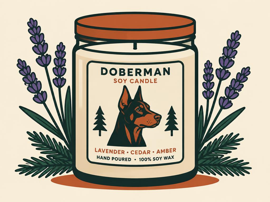 Doberman Lavender & Eucalyptus Soy Candle, 7oz — gift idea for a Doberman