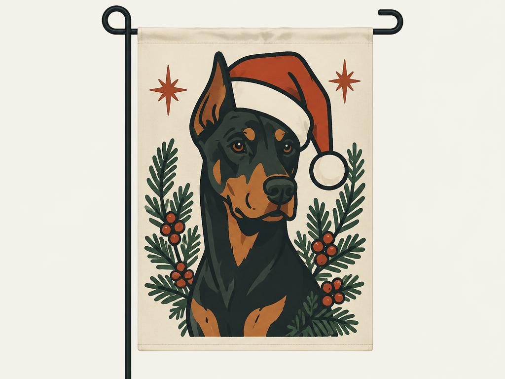 BlissYard Christmas Doberman Garden Flag, 12x18" — gift idea for a Doberman