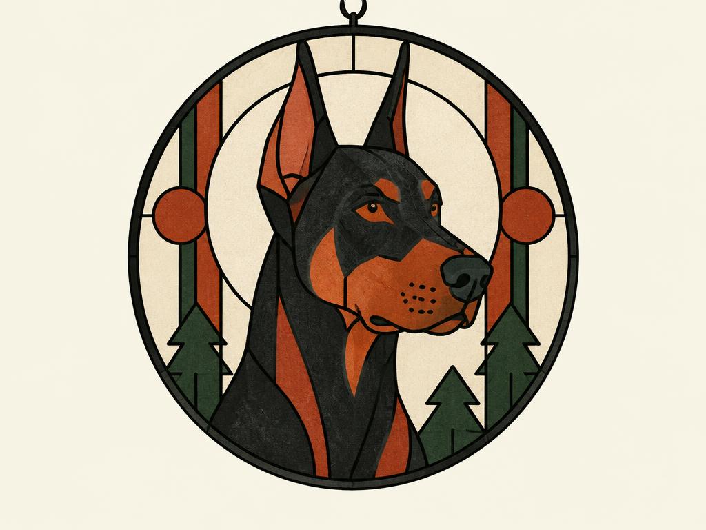 Doberman Stained Glass Window Suncatcher, 7.87" — gift idea for a Doberman