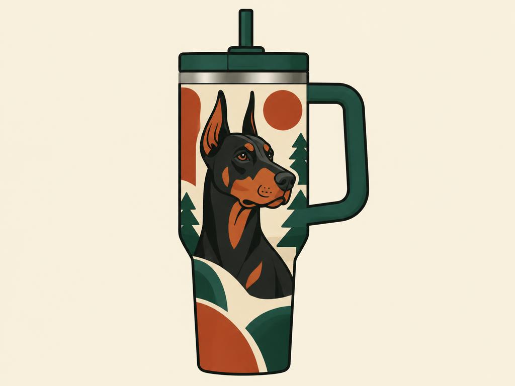 momocici Doberman 40oz Tumbler with Handle — gift idea for a Doberman