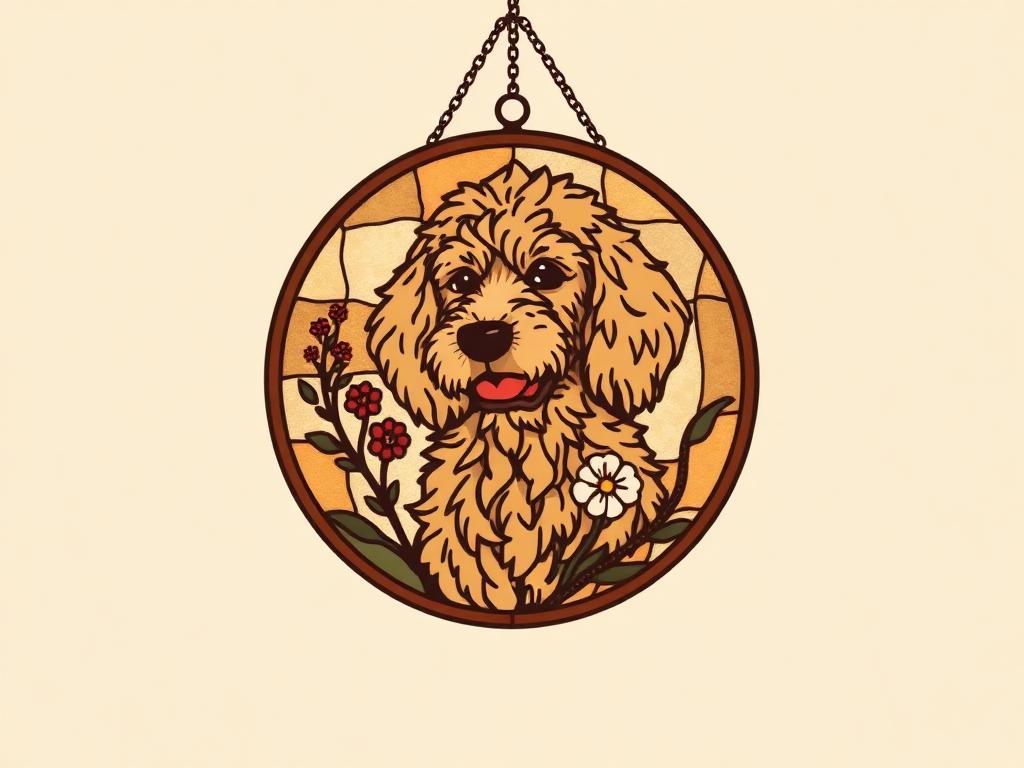 Goldendoodle Stained Glass Suncatcher — gift idea for a Goldendoodle
