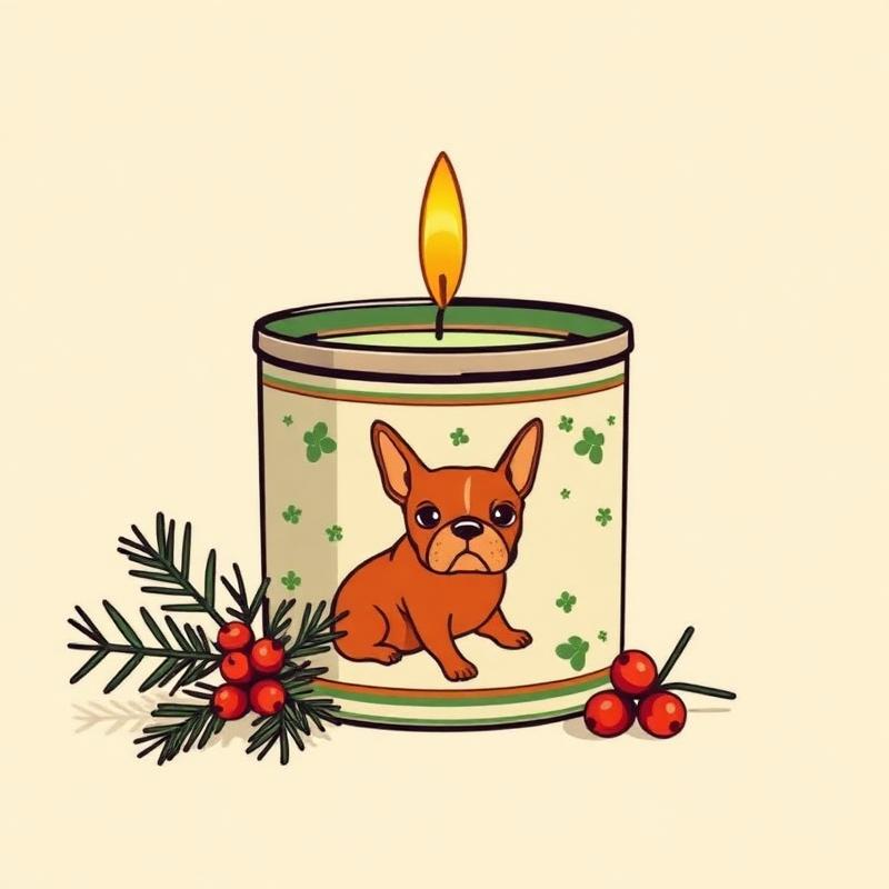 Frenchie Christmas Scented Candle — gift idea for a French Bulldog