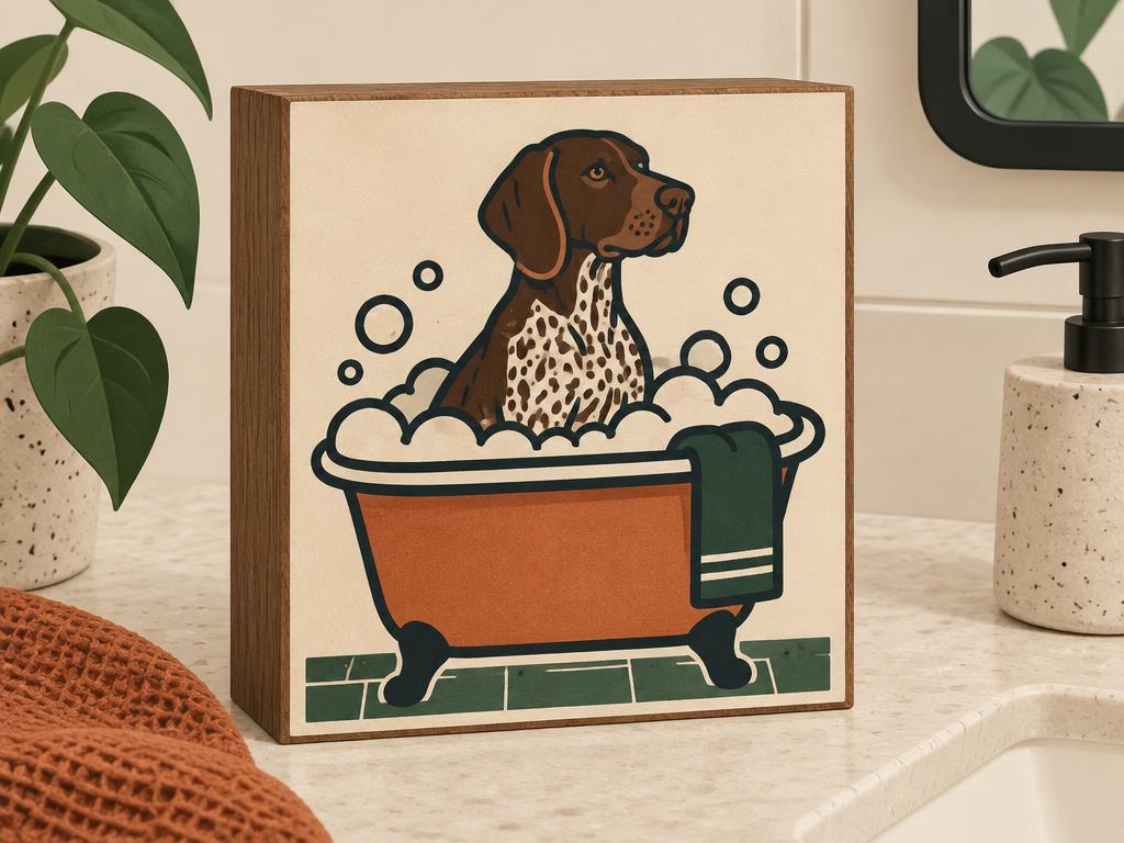 German Shorthaired Pointer Bathroom Wooden Box Sign — gift idea for a German Shorthair
