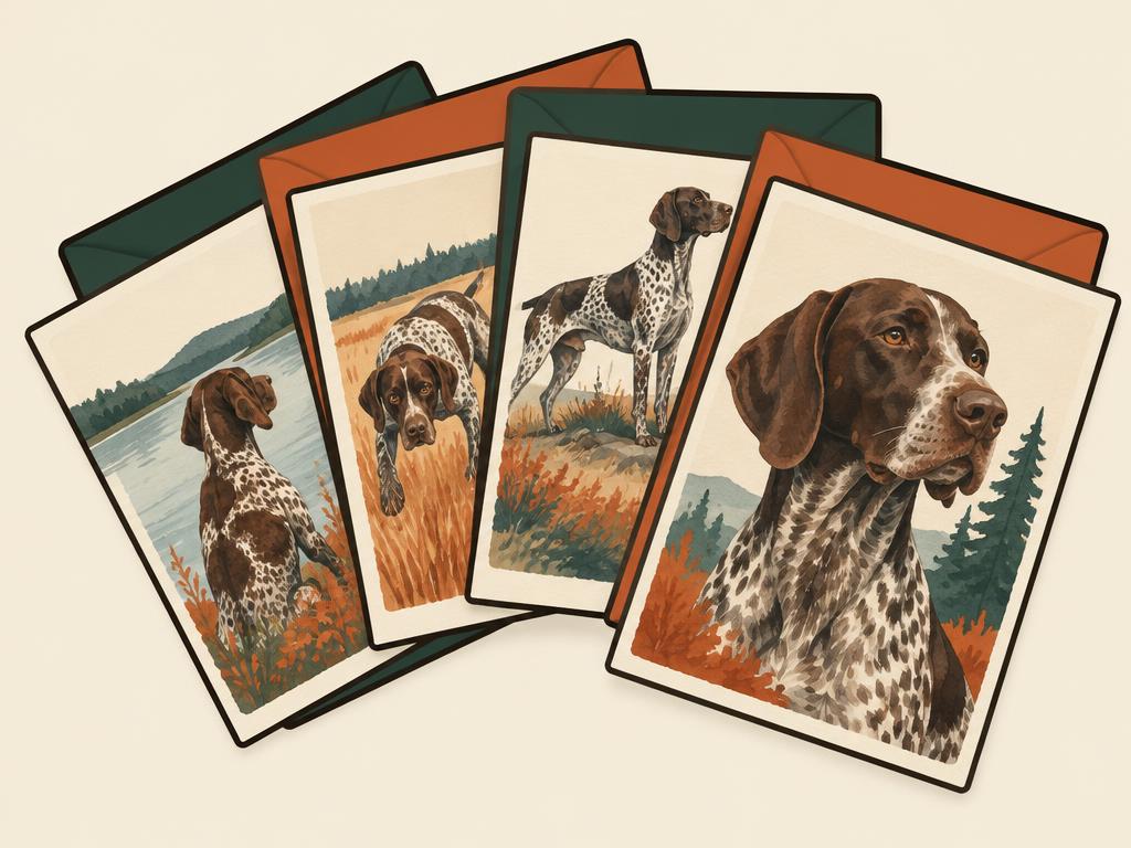 Koko Paper Co Watercolor GSP Note Cards with Envelopes, 15-Pack — gift idea for a German Shorthair