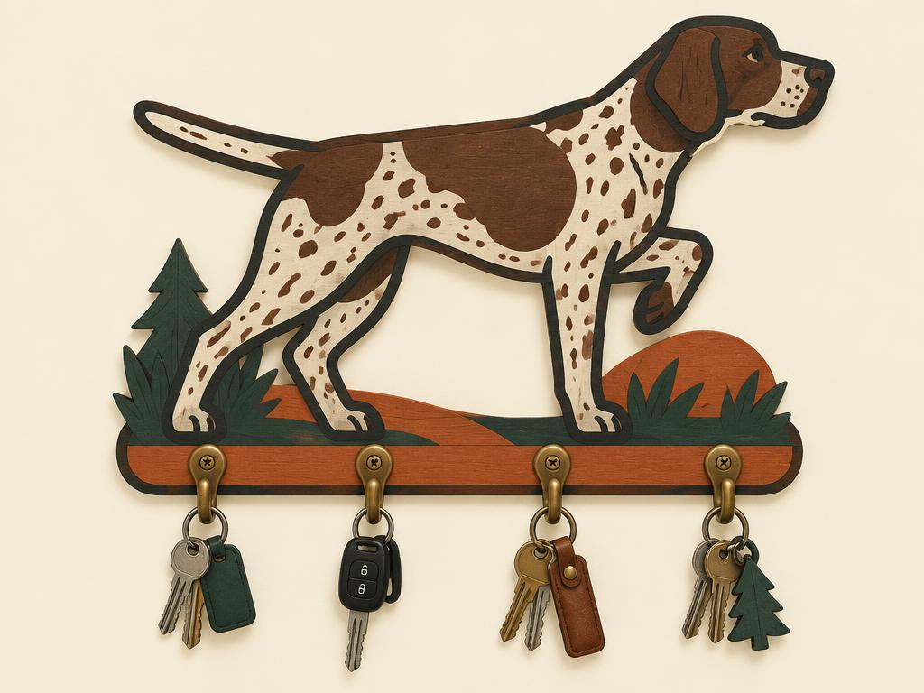 "GSP on Point" Wall Key Holder, 6" — gift idea for a German Shorthair