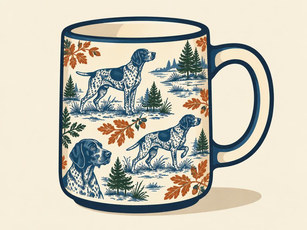 German Shorthaired Pointer Blue Toile Chinoiserie Mug — gift idea for a German Shorthair