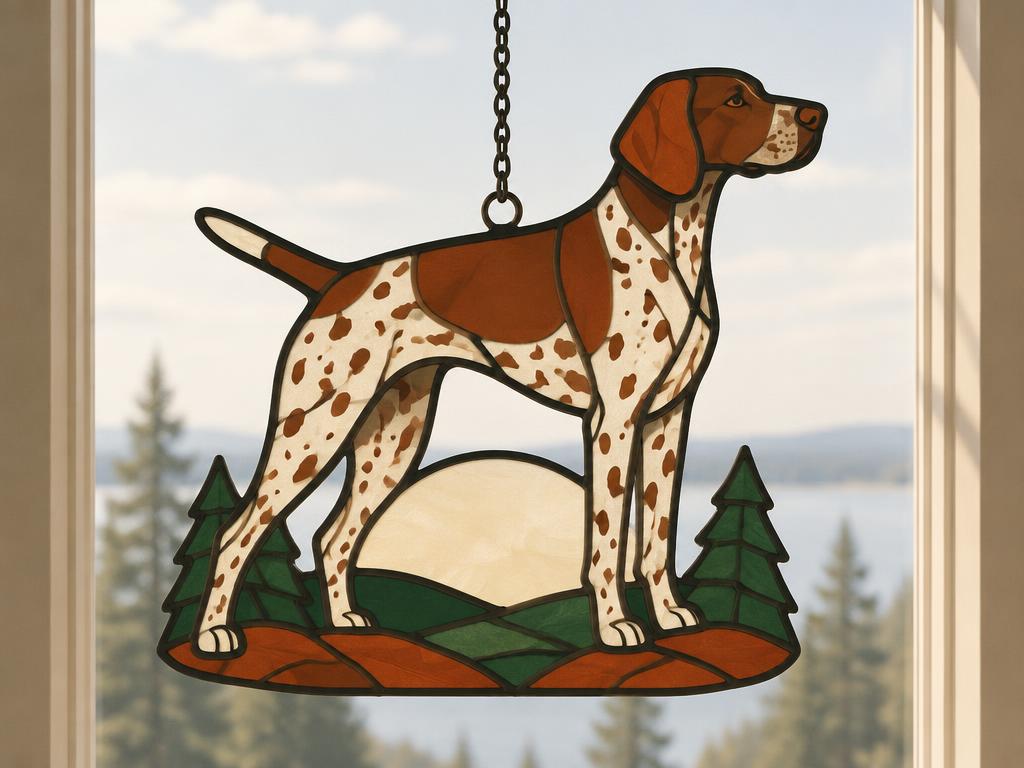 German Shorthaired Pointer Stained Glass Window Suncatcher — gift idea for a German Shorthair