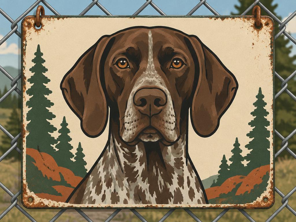 "Property Protected by a German Shorthaired Pointer" Tin Sign — gift idea for a German Shorthair