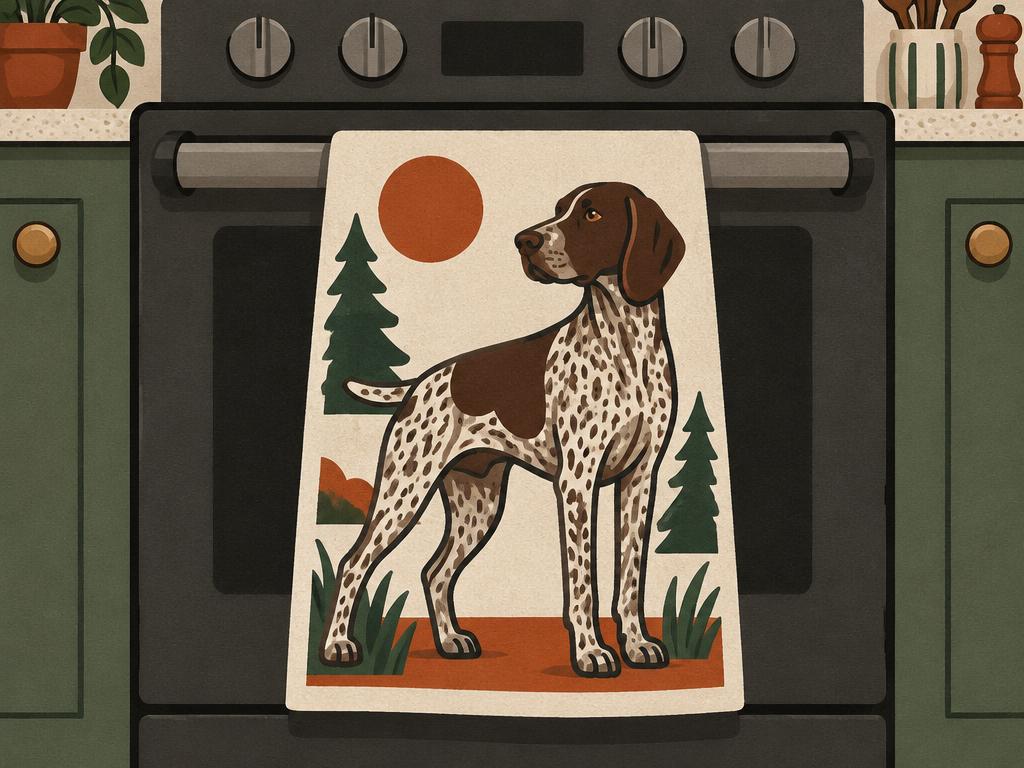 German Shorthaired Pointer (GSP) Kitchen Dish Towel — gift idea for a German Shorthair