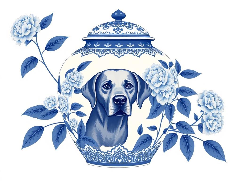 Chinoiserie Labrador Ginger Jar Decor — gift idea for a Labrador Retriever