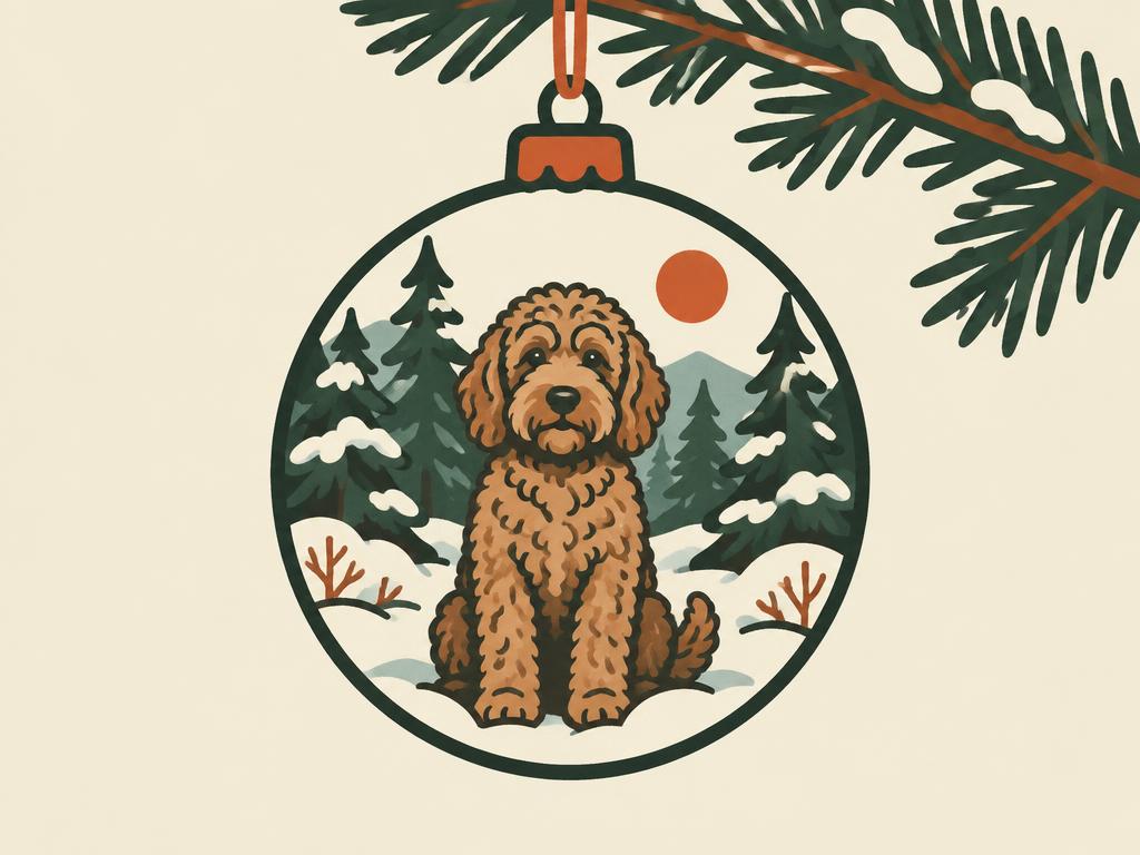 Mancheng-zi Winter Forest Labradoodle Christmas Ornament — gift idea for a Labradoodle