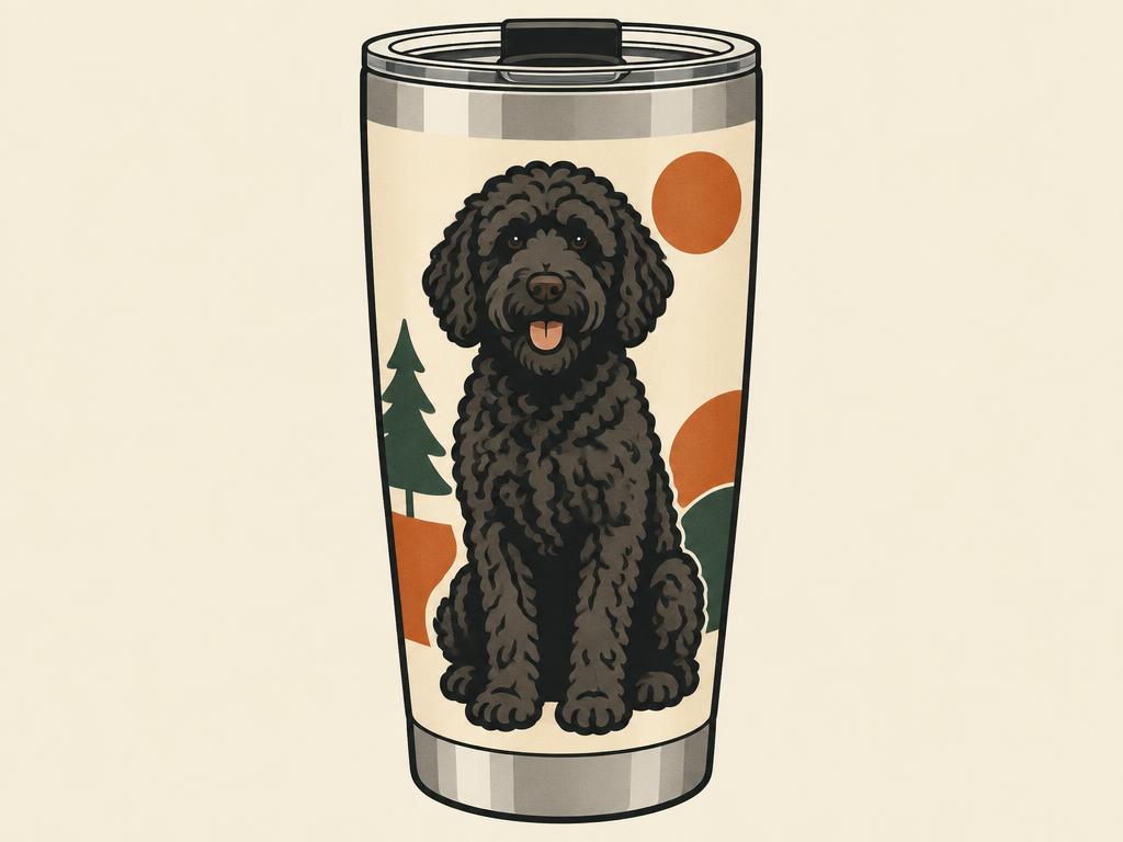 SERENGETI Black Labradoodle 3D-Print Insulated Tumbler, 20oz — gift idea for a Labradoodle