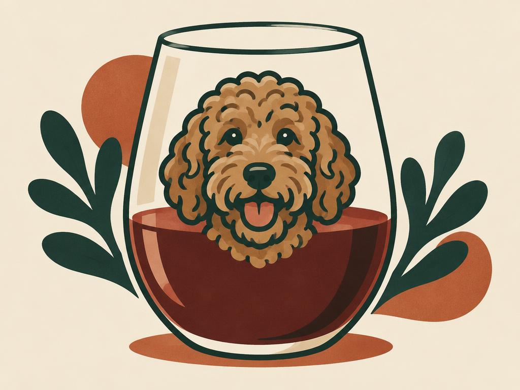 Bevvee Labradoodle Face Stemless Wine Glass, 17oz — gift idea for a Labradoodle