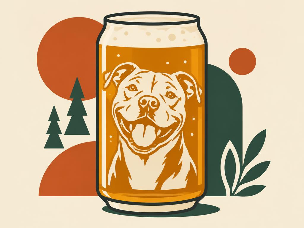 Bevvee Happy Pitbull Can-Shaped Pint Glass, 16oz — gift idea for a Pit Bull