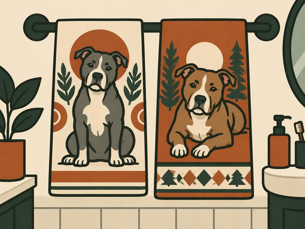 Funny Pitbull Bathroom Hand Towels — gift idea for a Pit Bull