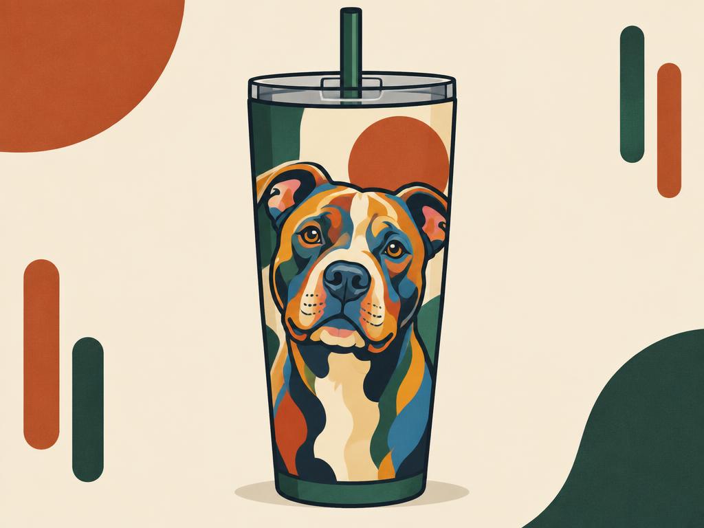 Colorful Pitbull Art Insulated Tumbler, 20oz — gift idea for a Pit Bull