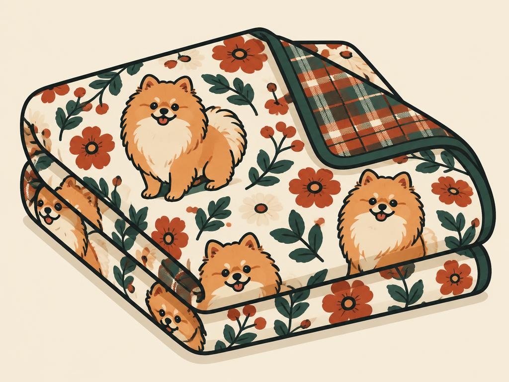 Pomeranian Floral Flannel Throw Blanket — gift idea for a Pomeranian