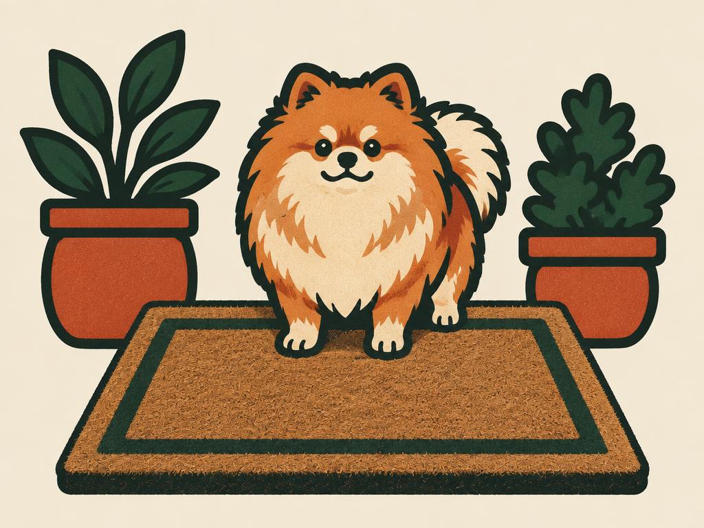 "Protected by Pomeranian" Funny Welcome Doormat — gift idea for a Pomeranian