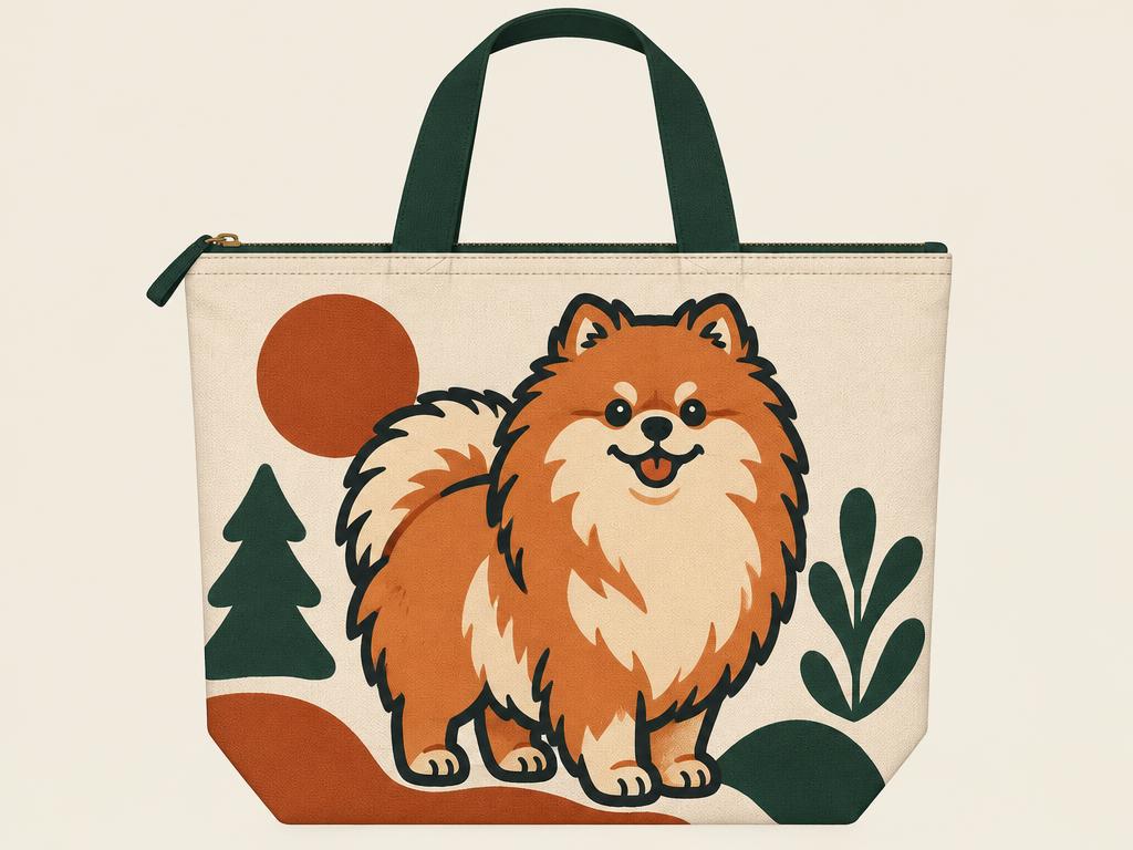 InnoBeta Pomeranian Canvas Tote with Zipper — gift idea for a Pomeranian